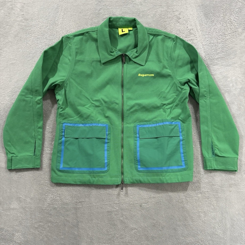 Supervsn Exploration Drivers Full Zip Jacket Men's L Green Streetwear NWOT